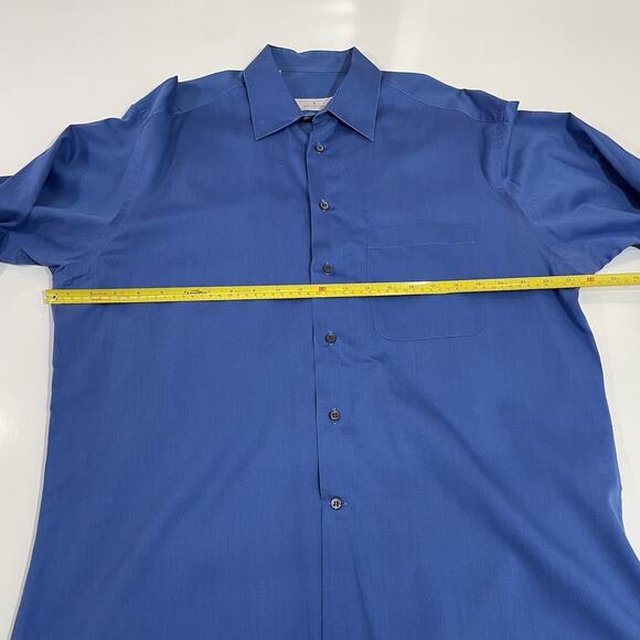 Ermenegildo Zegna Men’s Dress Shirt 16"/41cm Deep Blue Nailhead Cotton EUC - Picture 3 of 7